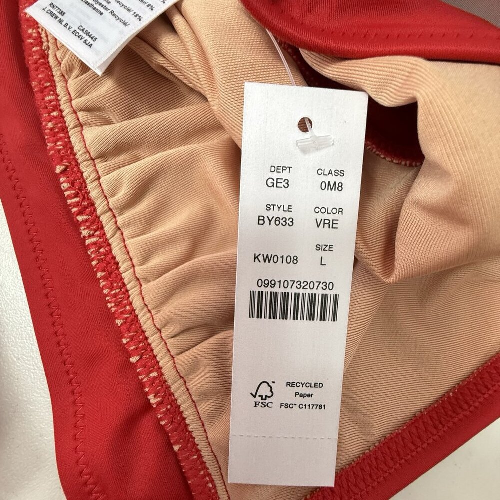J. Crew Halter Tie-Back Bikini Top Red Size Large BY633 NWT - Picture 3 of 5